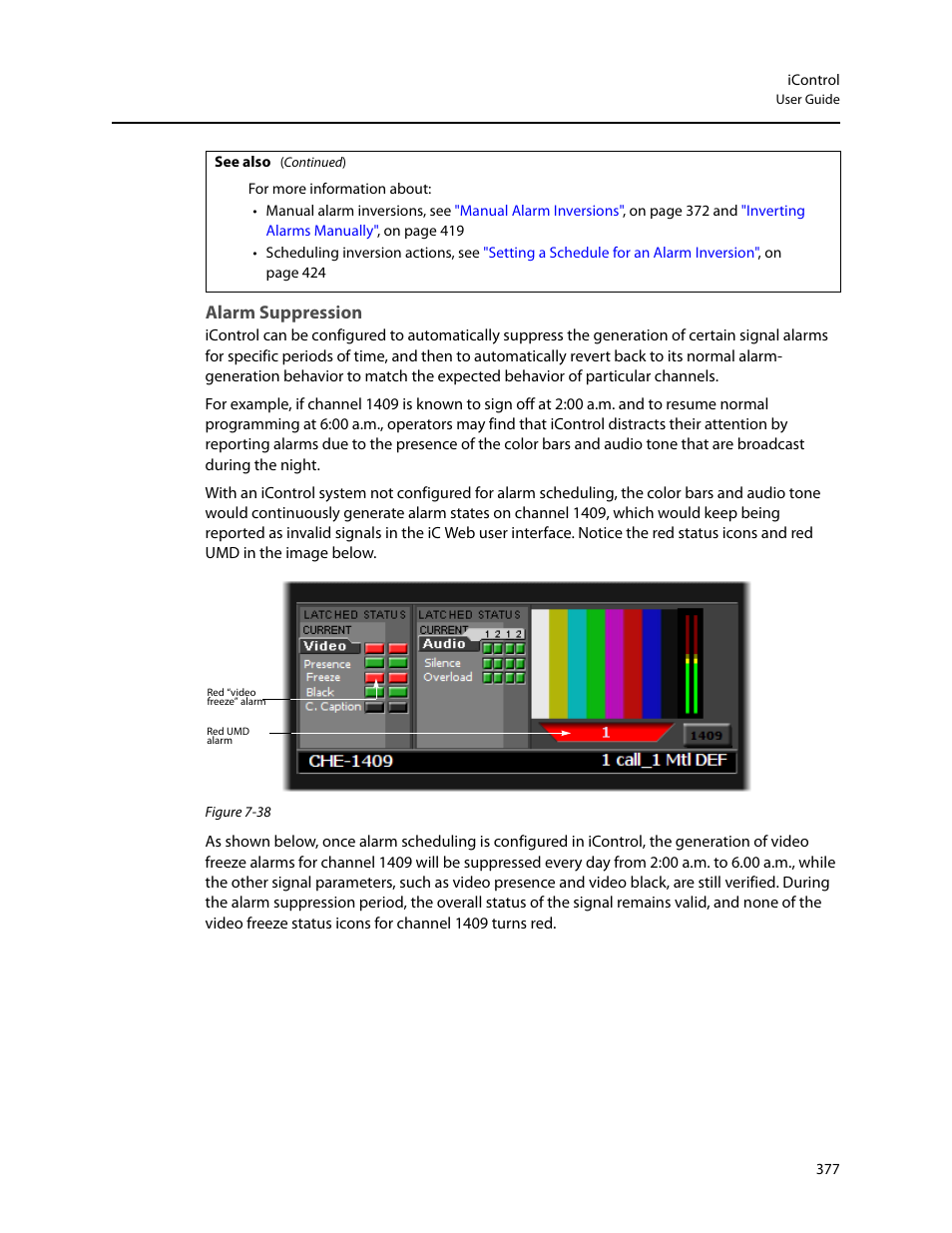 Alarm suppression | Grass Valley iControl V.4.43 User Manual | Page 387 / 772