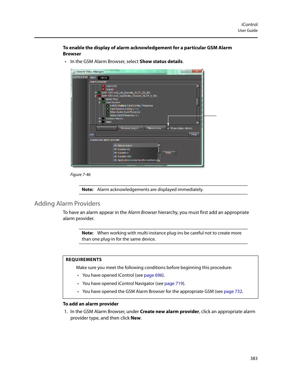 Adding alarm providers | Grass Valley iControl V.4.43 User Manual | Page 393 / 772