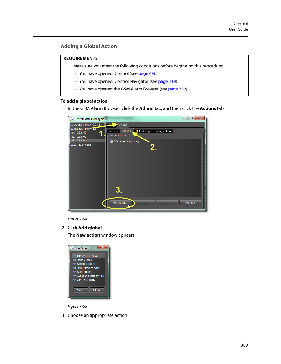 Adding a global action | Grass Valley iControl V.4.43 User Manual | Page 399 / 772