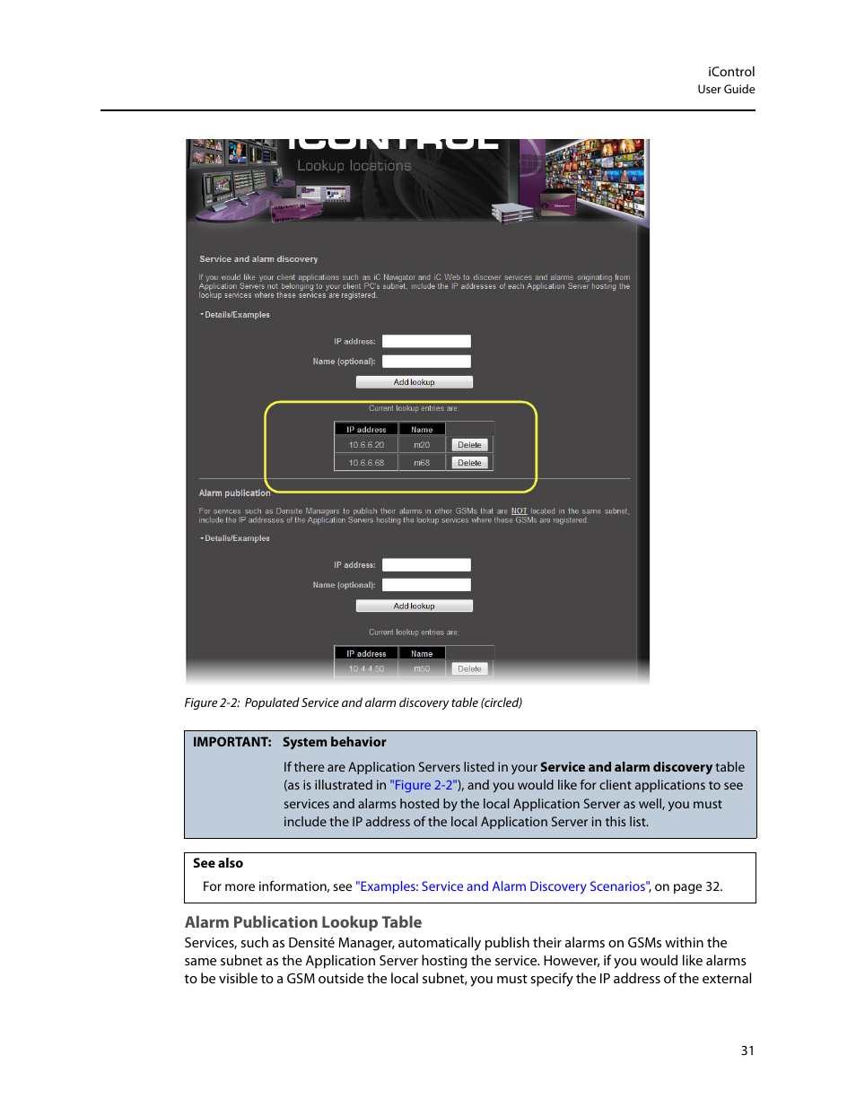 Alarm publication lookup table | Grass Valley iControl V.4.43 User Manual | Page 41 / 772