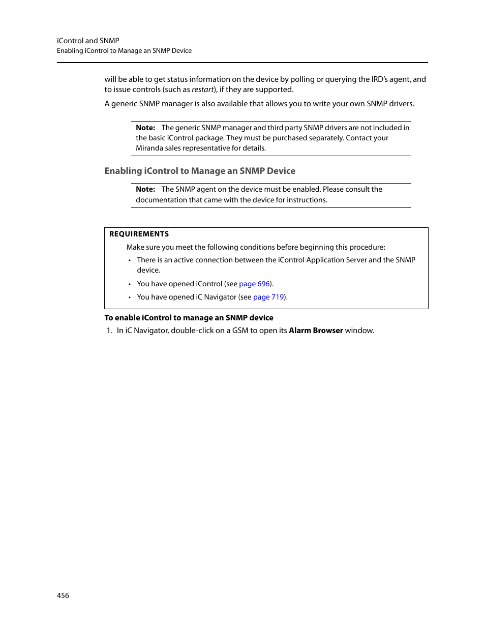 Enabling icontrol to manage an snmp device | Grass Valley iControl V.4.43 User Manual | Page 466 / 772