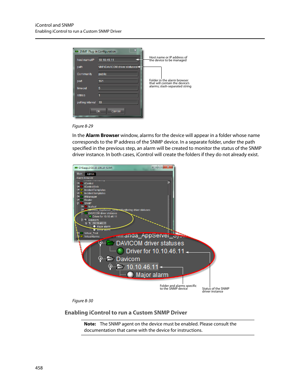 Enabling icontrol to run a custom snmp driver | Grass Valley iControl V.4.43 User Manual | Page 468 / 772