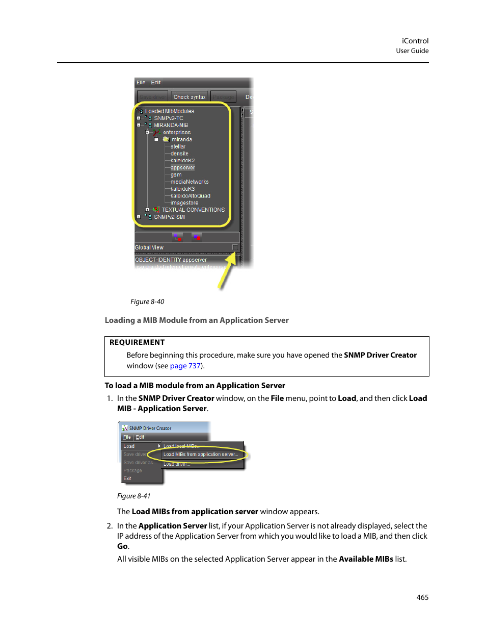 Loading a mib module from an application server | Grass Valley iControl V.4.43 User Manual | Page 475 / 772
