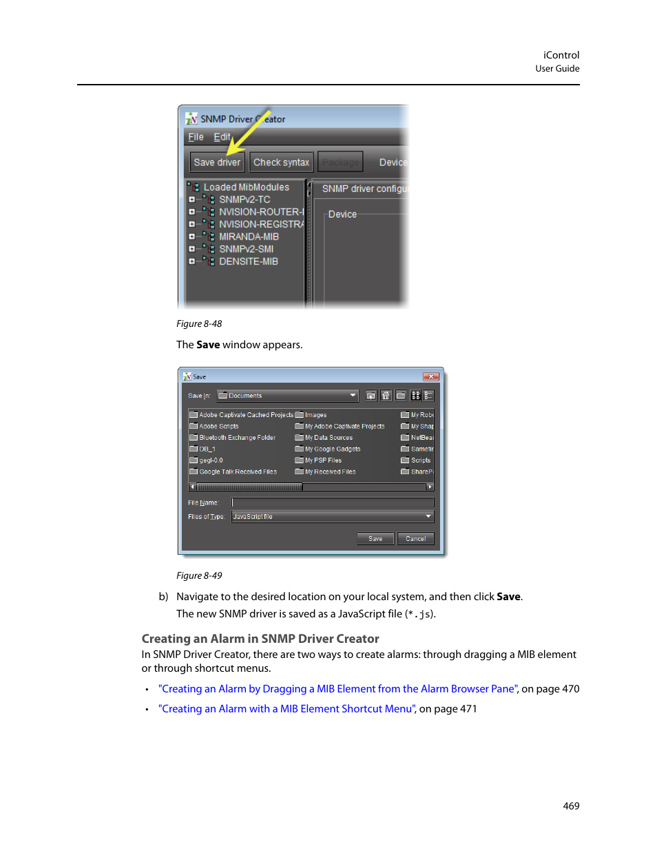 Creating an alarm in snmp driver creator | Grass Valley iControl V.4.43 User Manual | Page 479 / 772