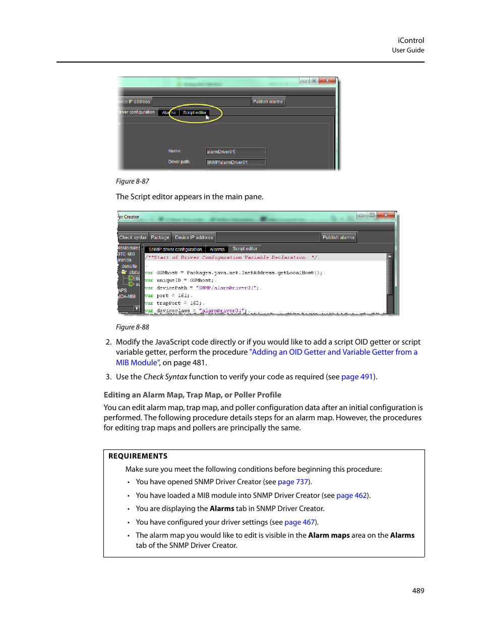Editing an alarm map, trap map, or poller profile | Grass Valley iControl V.4.43 User Manual | Page 499 / 772