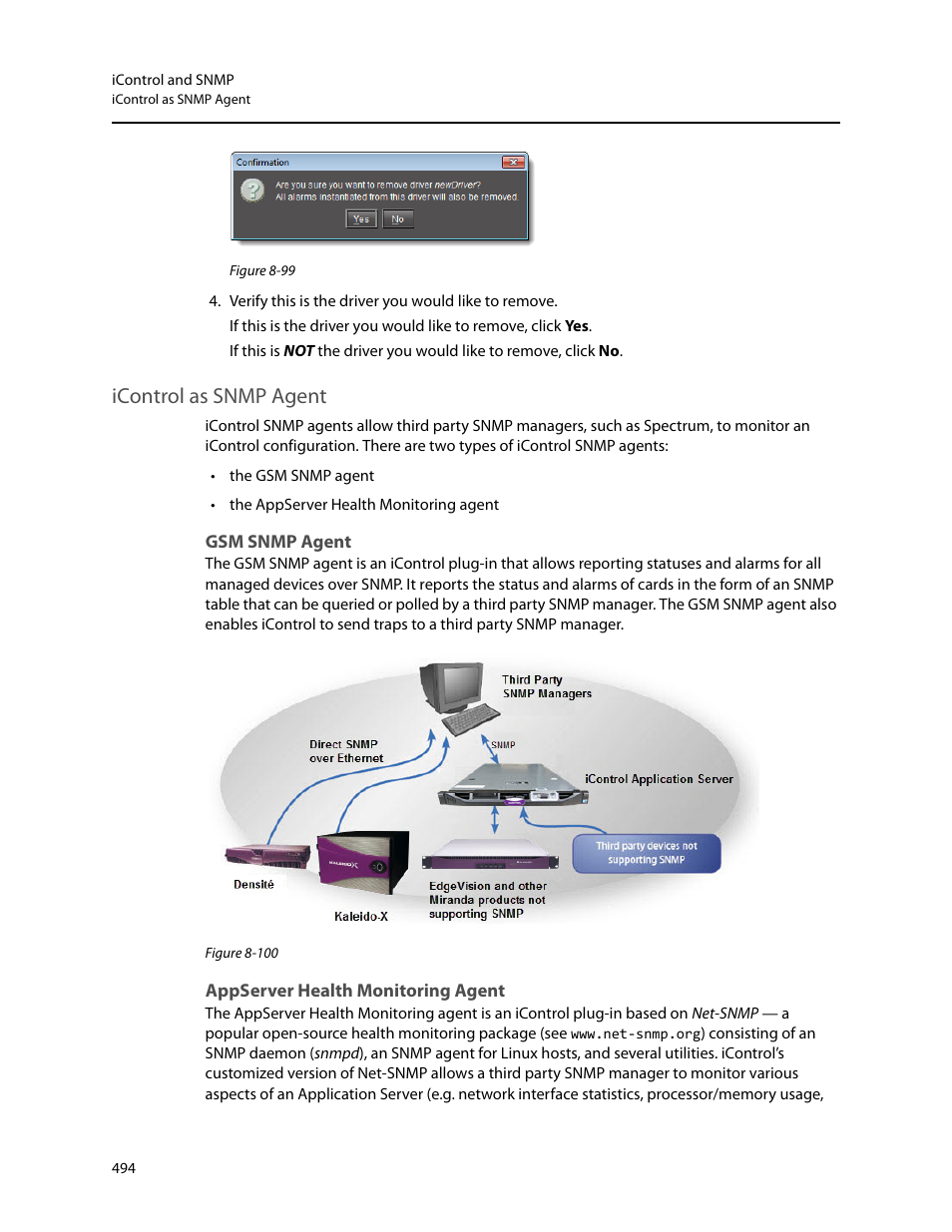Icontrol as snmp agent, Gsm snmp agent, Appserver health monitoring agent | Grass Valley iControl V.4.43 User Manual | Page 504 / 772