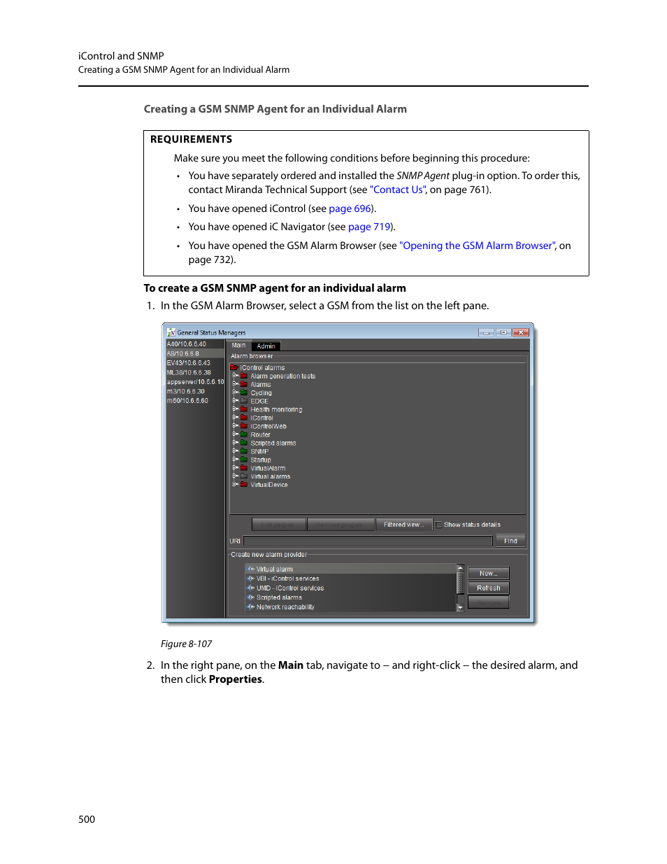 Creating a gsm snmp agent for an individual alarm | Grass Valley iControl V.4.43 User Manual | Page 510 / 772