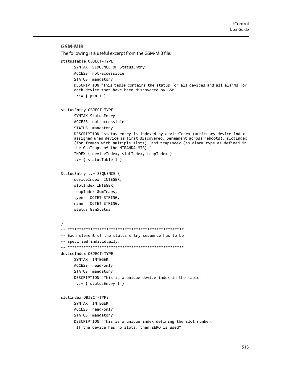 Gsm-mib | Grass Valley iControl V.4.43 User Manual | Page 523 / 772