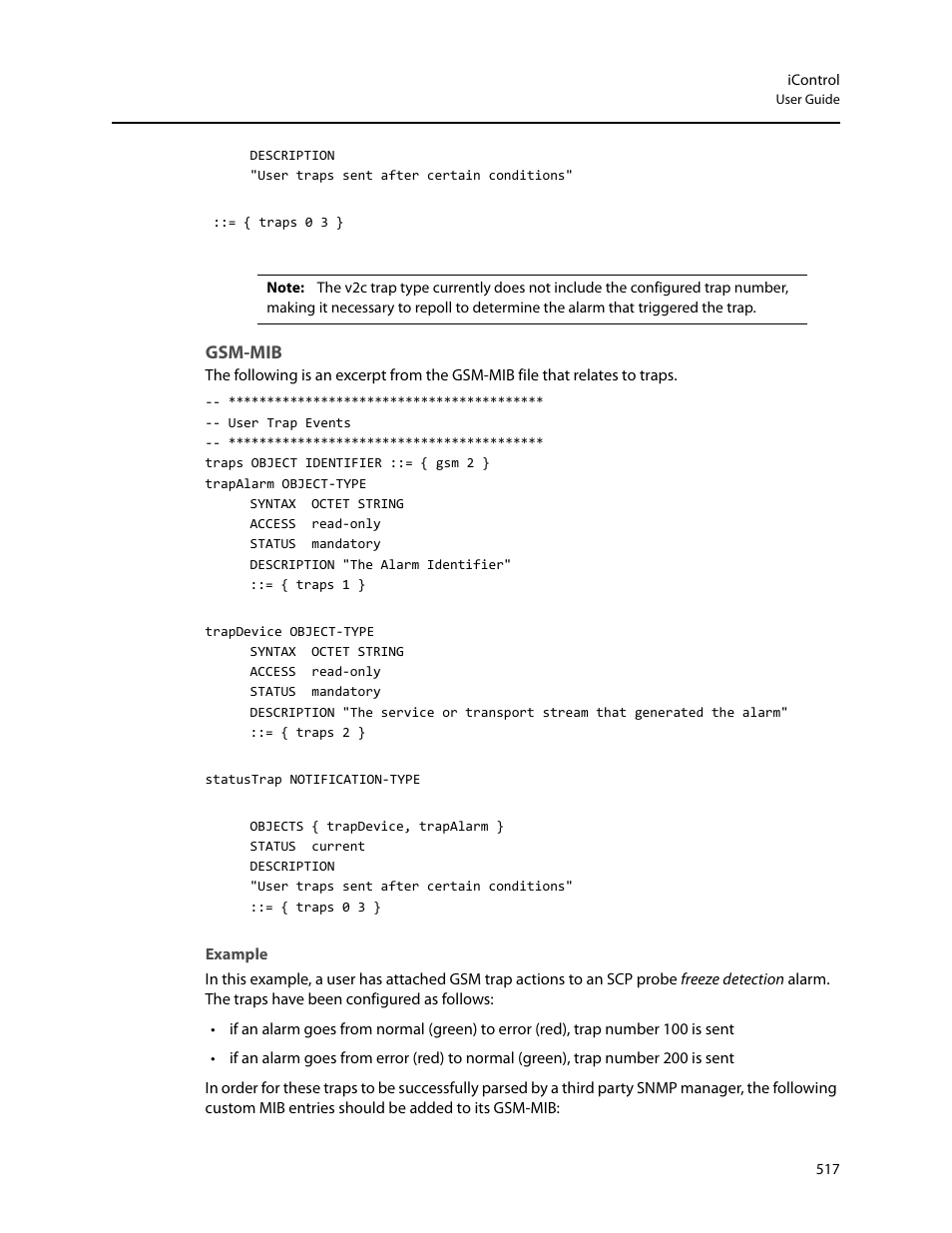 Gsm-mib, Example | Grass Valley iControl V.4.43 User Manual | Page 527 / 772