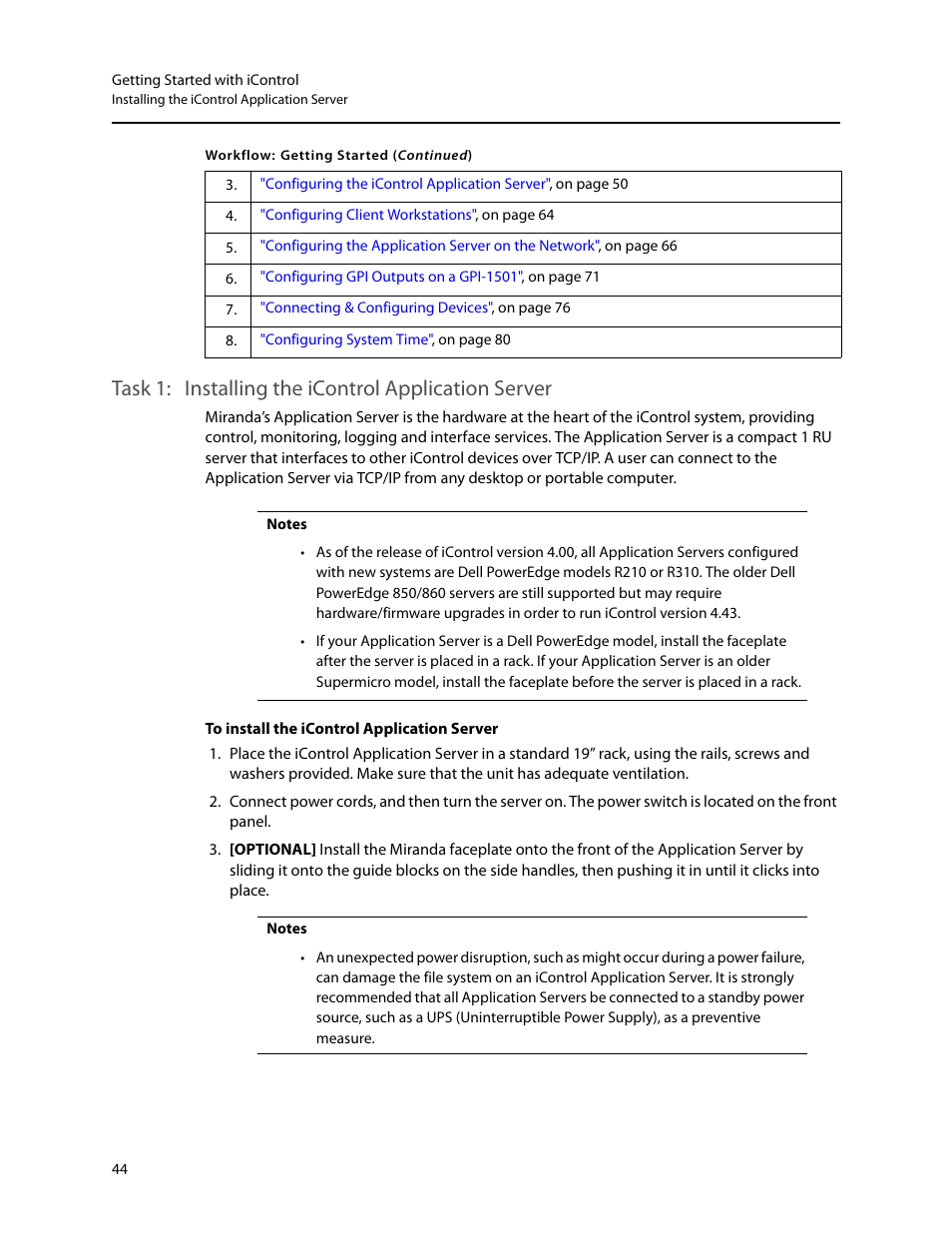Task 1: installing the icontrol application server, Installing the icontrol application server | Grass Valley iControl V.4.43 User Manual | Page 54 / 772
