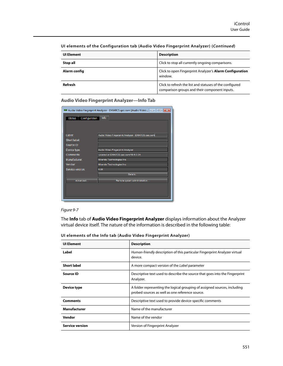 Audio video fingerprint analyzer—info tab | Grass Valley iControl V.4.43 User Manual | Page 561 / 772