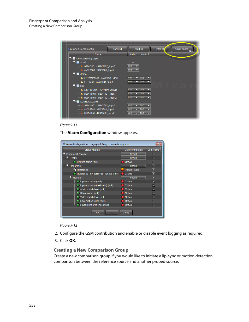 Creating a new comparison group | Grass Valley iControl V.4.43 User Manual | Page 568 / 772