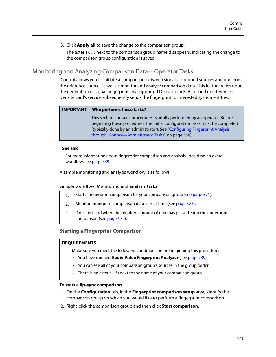 Starting a fingerprint comparison | Grass Valley iControl V.4.43 User Manual | Page 581 / 772