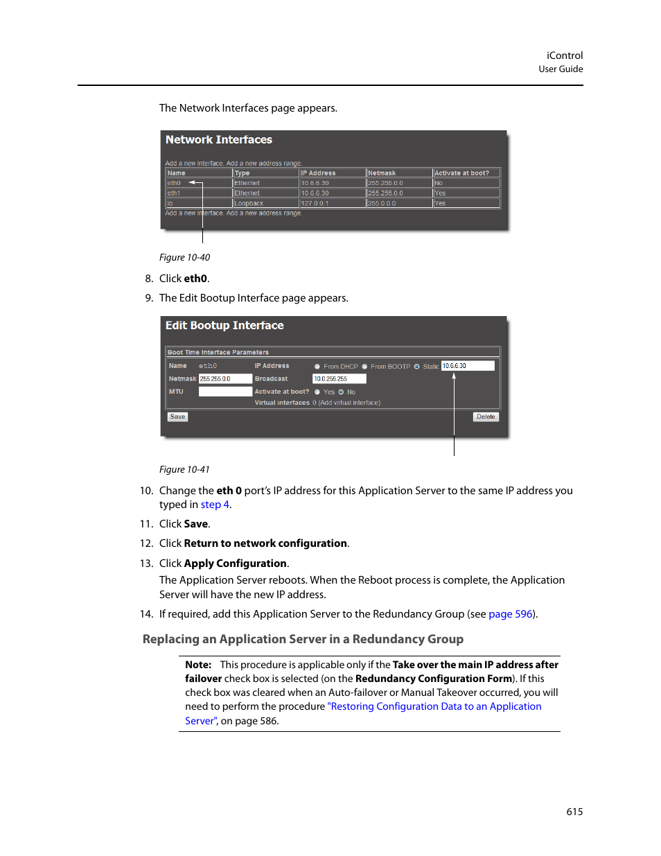 Replacing an application, Server in a redundancy group | Grass Valley iControl V.4.43 User Manual | Page 625 / 772