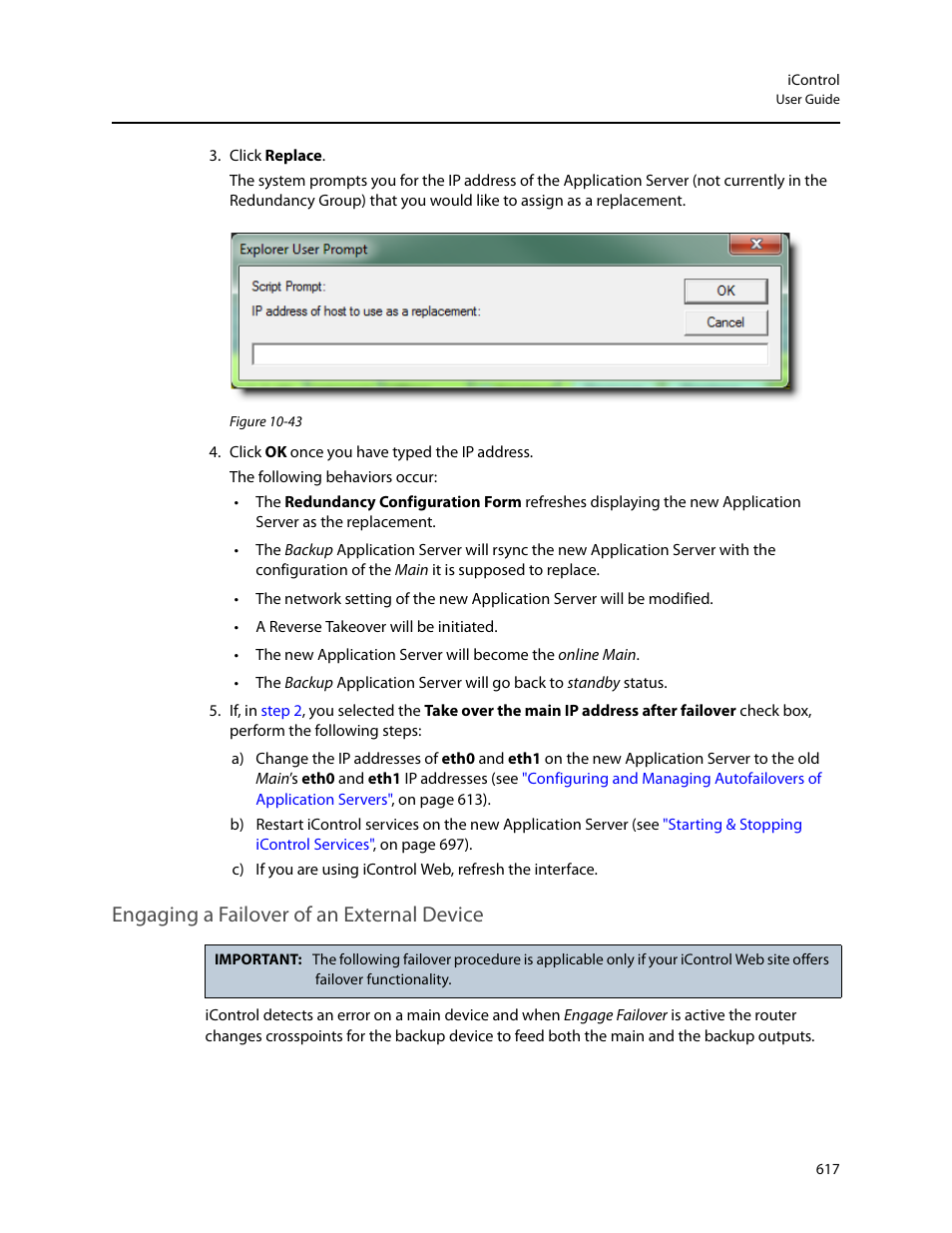 Engaging a failover of an external device | Grass Valley iControl V.4.43 User Manual | Page 627 / 772