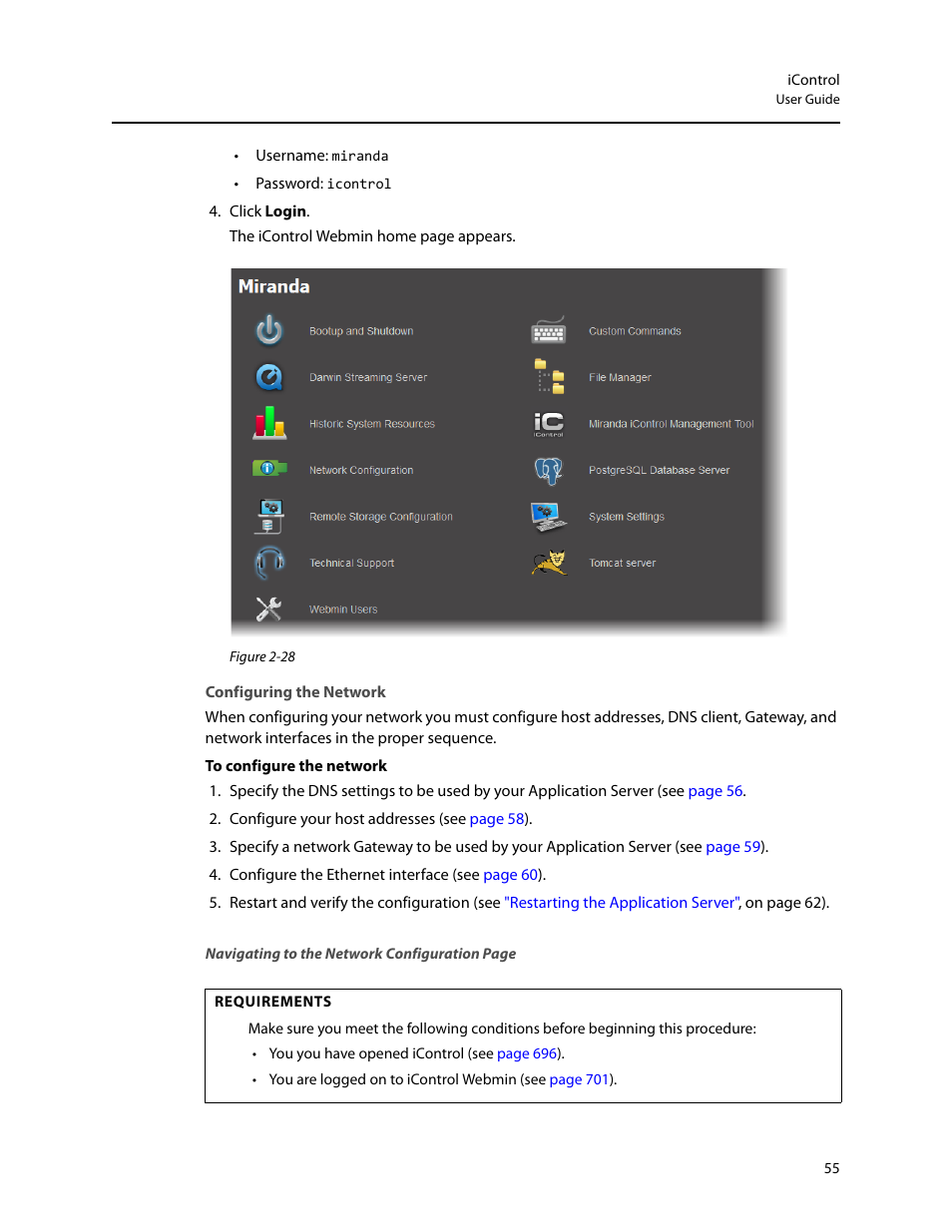 Configuring the network | Grass Valley iControl V.4.43 User Manual | Page 65 / 772