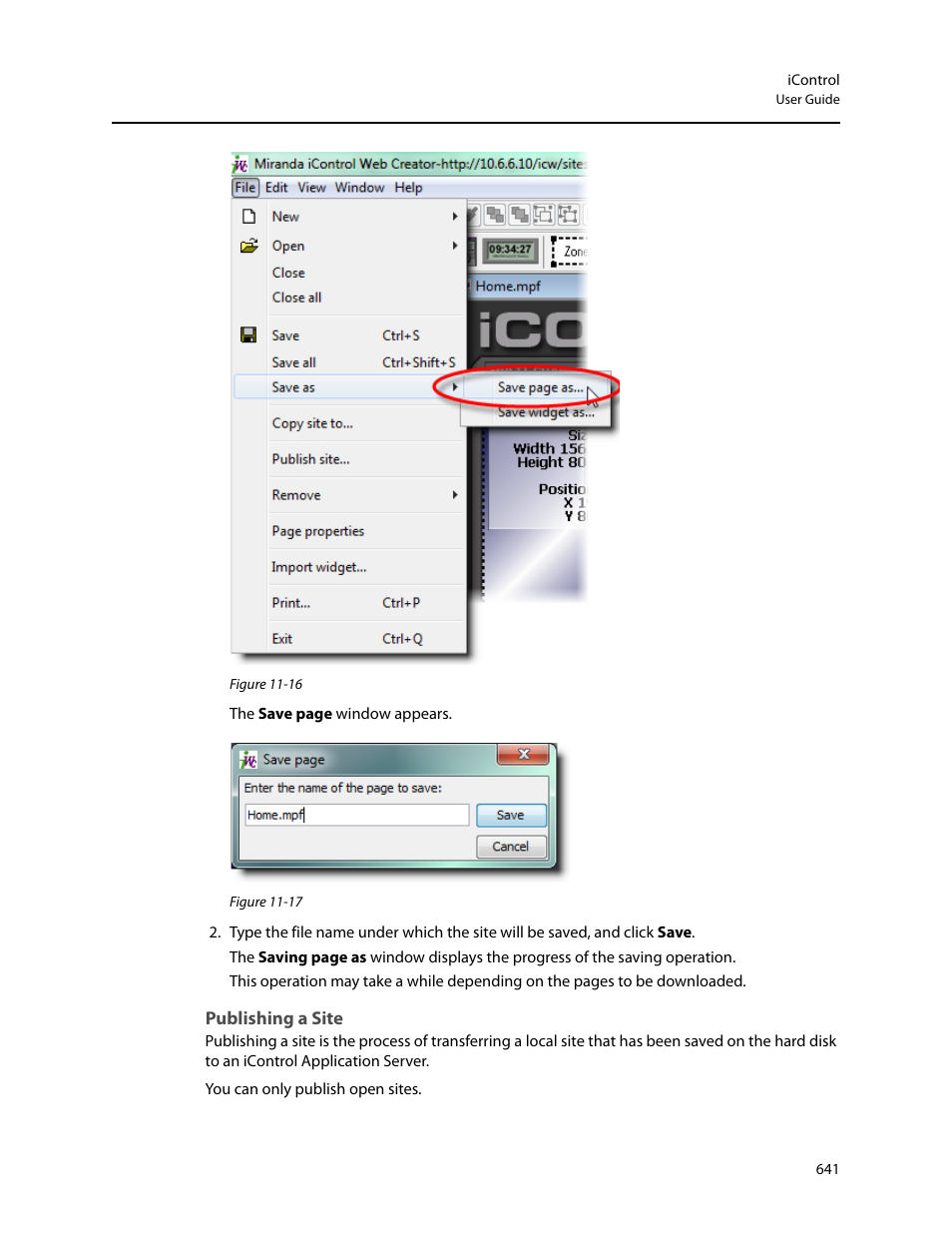 Publishing a site | Grass Valley iControl V.4.43 User Manual | Page 651 / 772