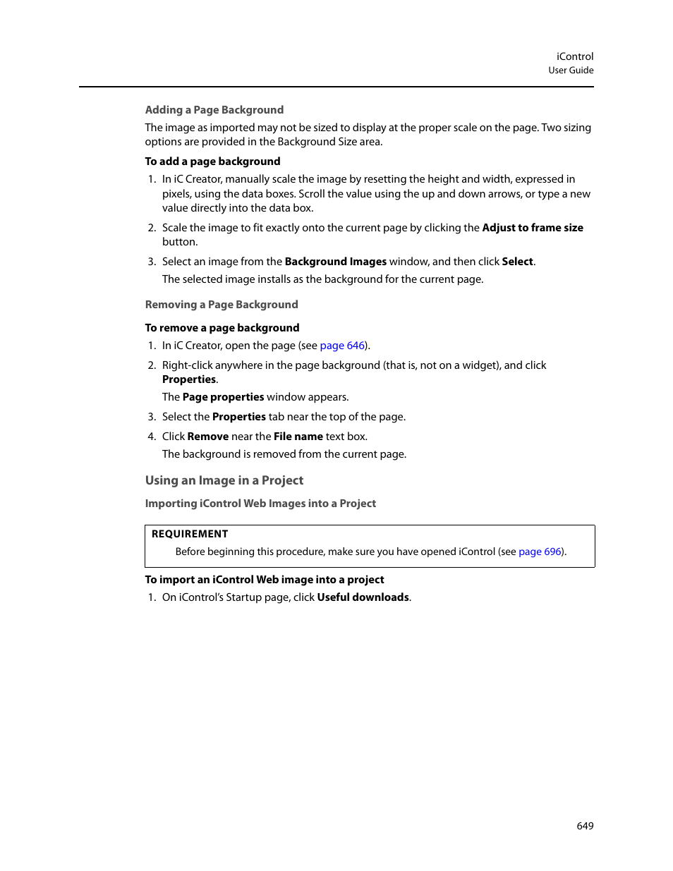 Using an image in a project, Importing icontrol web images into a project | Grass Valley iControl V.4.43 User Manual | Page 659 / 772