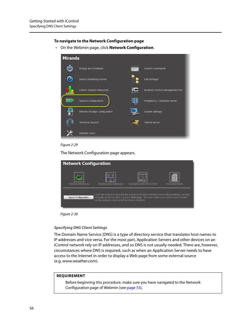 Specifying dns client settings | Grass Valley iControl V.4.43 User Manual | Page 66 / 772