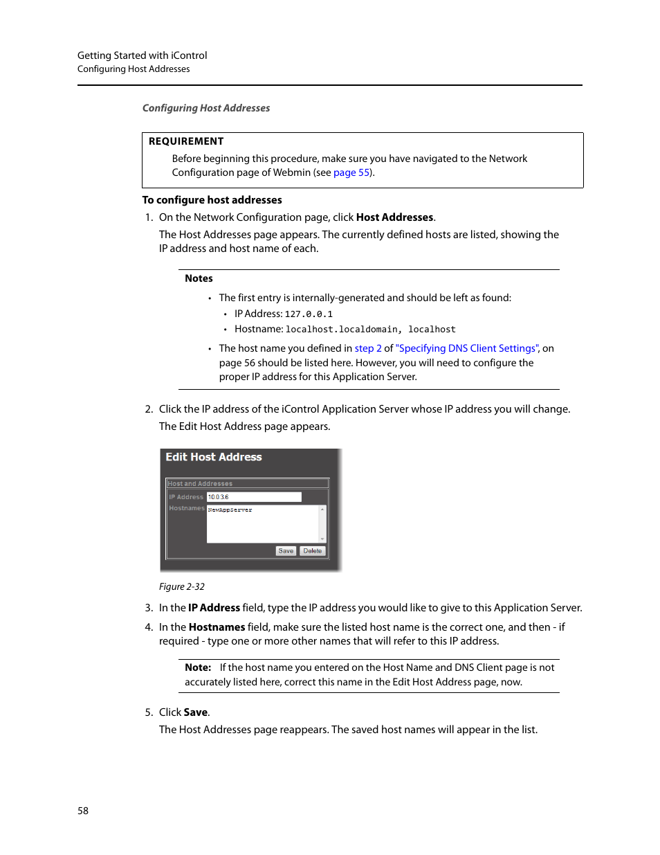 Configuring host addresses | Grass Valley iControl V.4.43 User Manual | Page 68 / 772