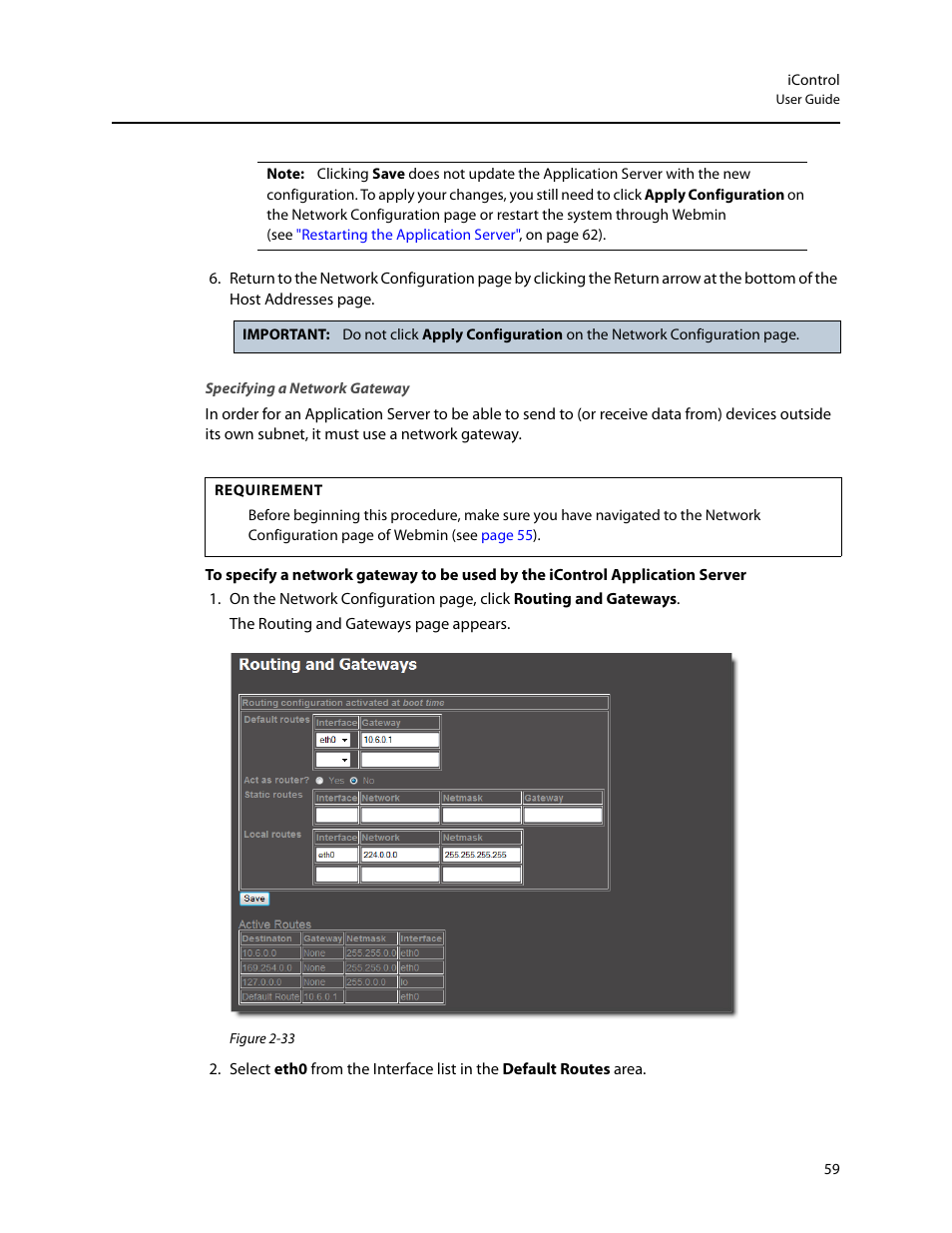 Specifying a network gateway | Grass Valley iControl V.4.43 User Manual | Page 69 / 772