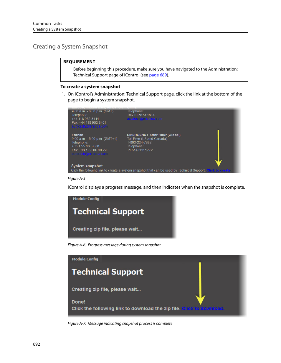 Creating a system snapshot | Grass Valley iControl V.4.43 User Manual | Page 702 / 772