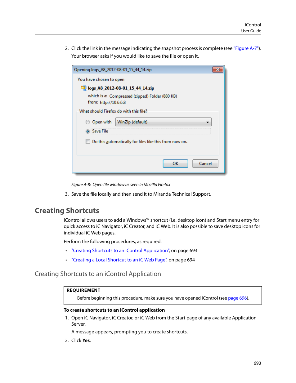 Creating shortcuts, Creating shortcuts to an icontrol application | Grass Valley iControl V.4.43 User Manual | Page 703 / 772