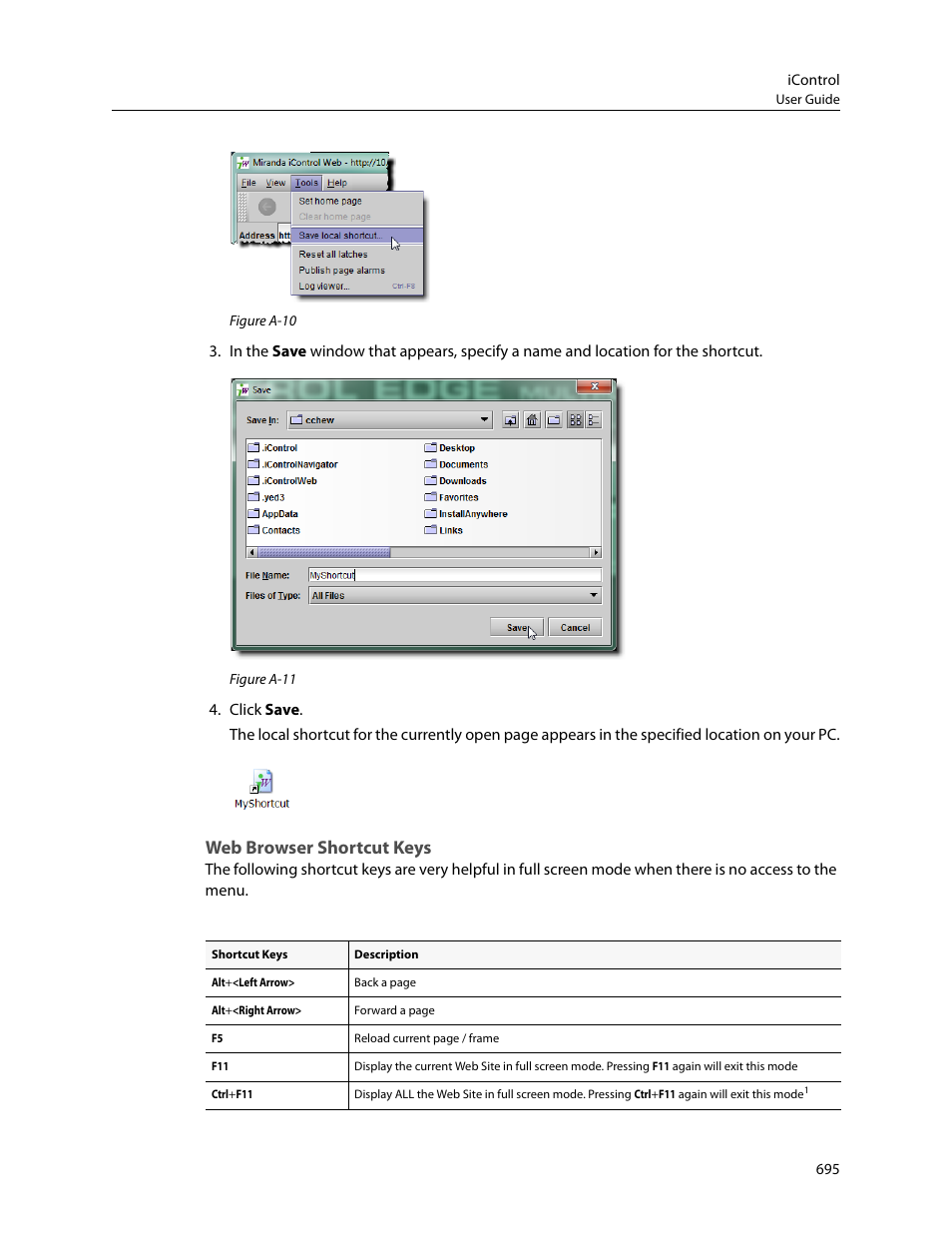 Web browser shortcut keys | Grass Valley iControl V.4.43 User Manual | Page 705 / 772