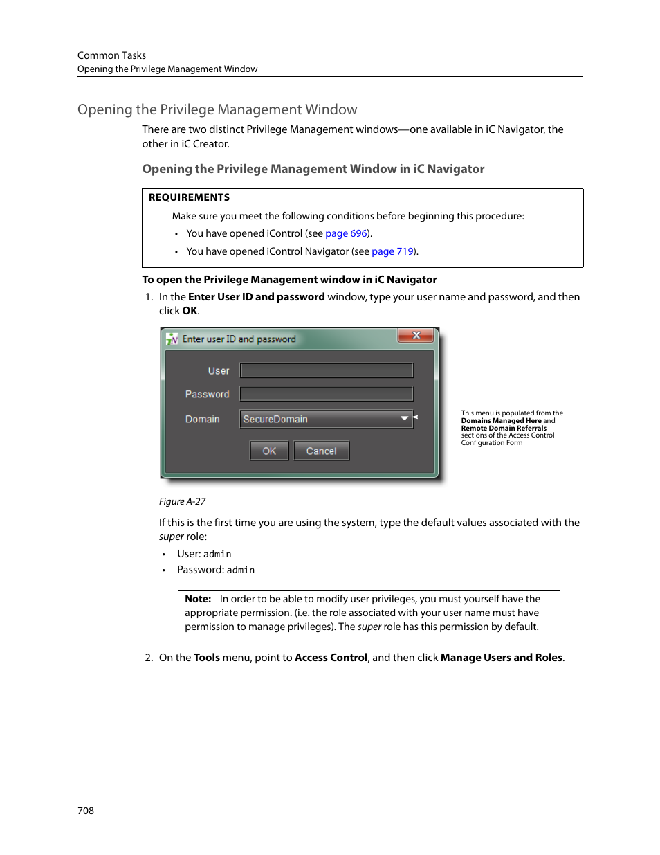 Opening the privilege management window | Grass Valley iControl V.4.43 User Manual | Page 718 / 772