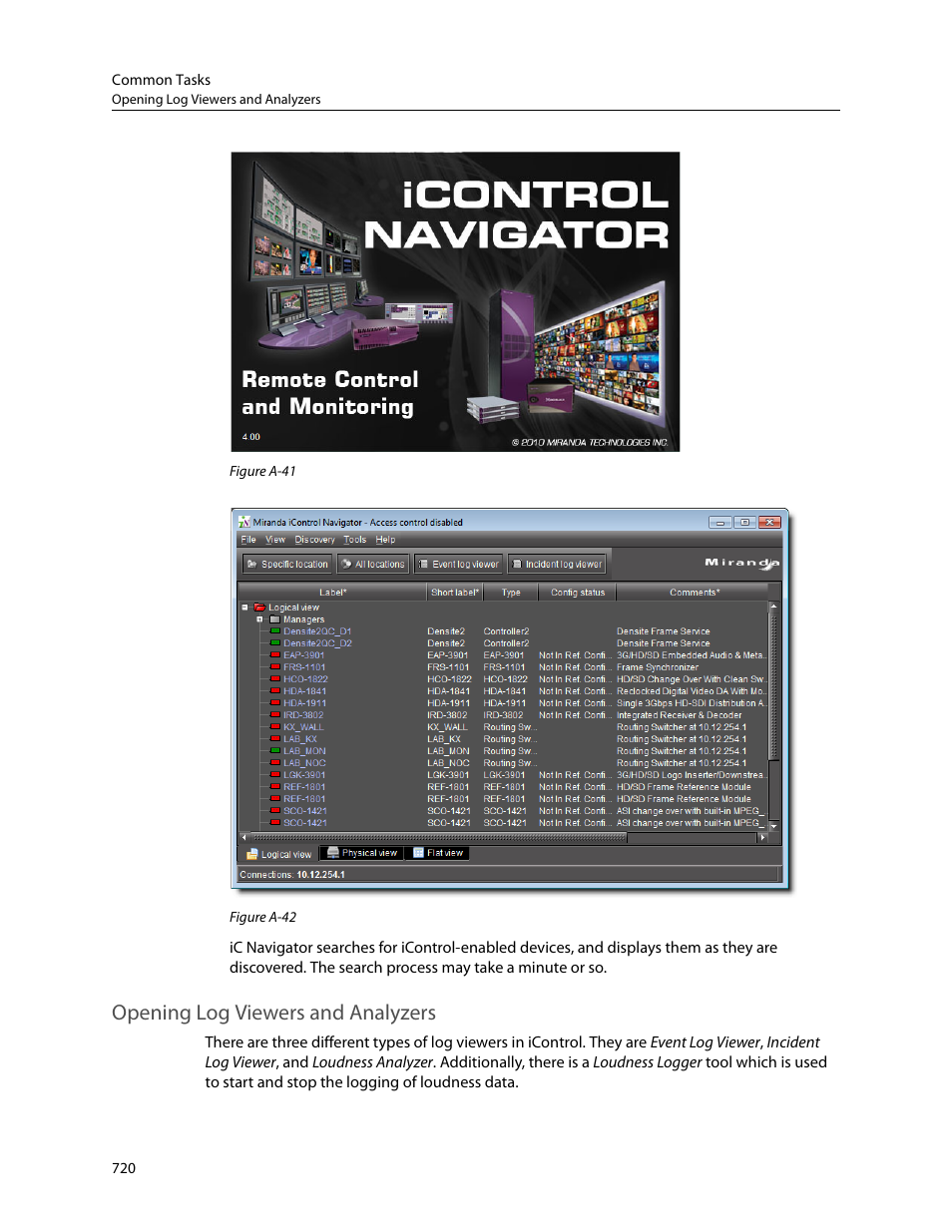 Opening log viewers and analyzers | Grass Valley iControl V.4.43 User Manual | Page 730 / 772