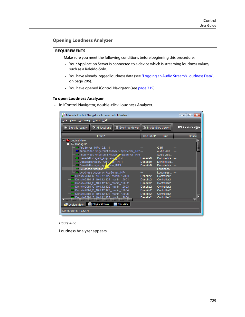 Opening loudness analyzer | Grass Valley iControl V.4.43 User Manual | Page 739 / 772
