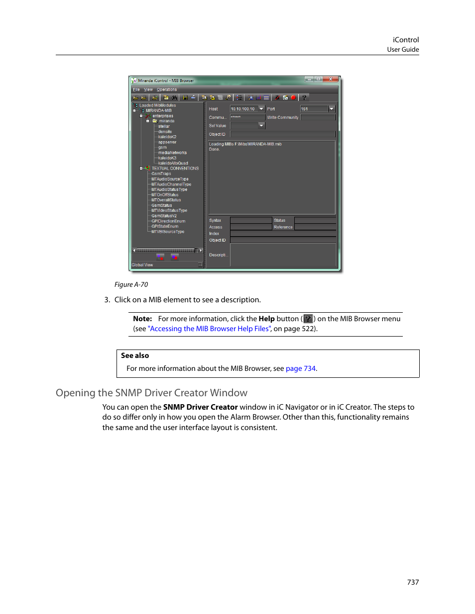 Opening the snmp driver creator window | Grass Valley iControl V.4.43 User Manual | Page 747 / 772