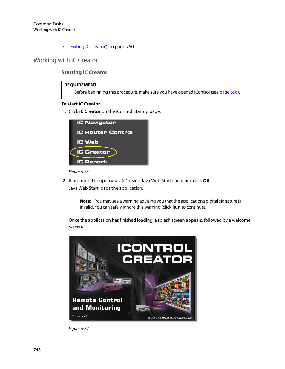 Working with ic creator, Starting ic creator, Working with | Ic creator | Grass Valley iControl V.4.43 User Manual | Page 756 / 772