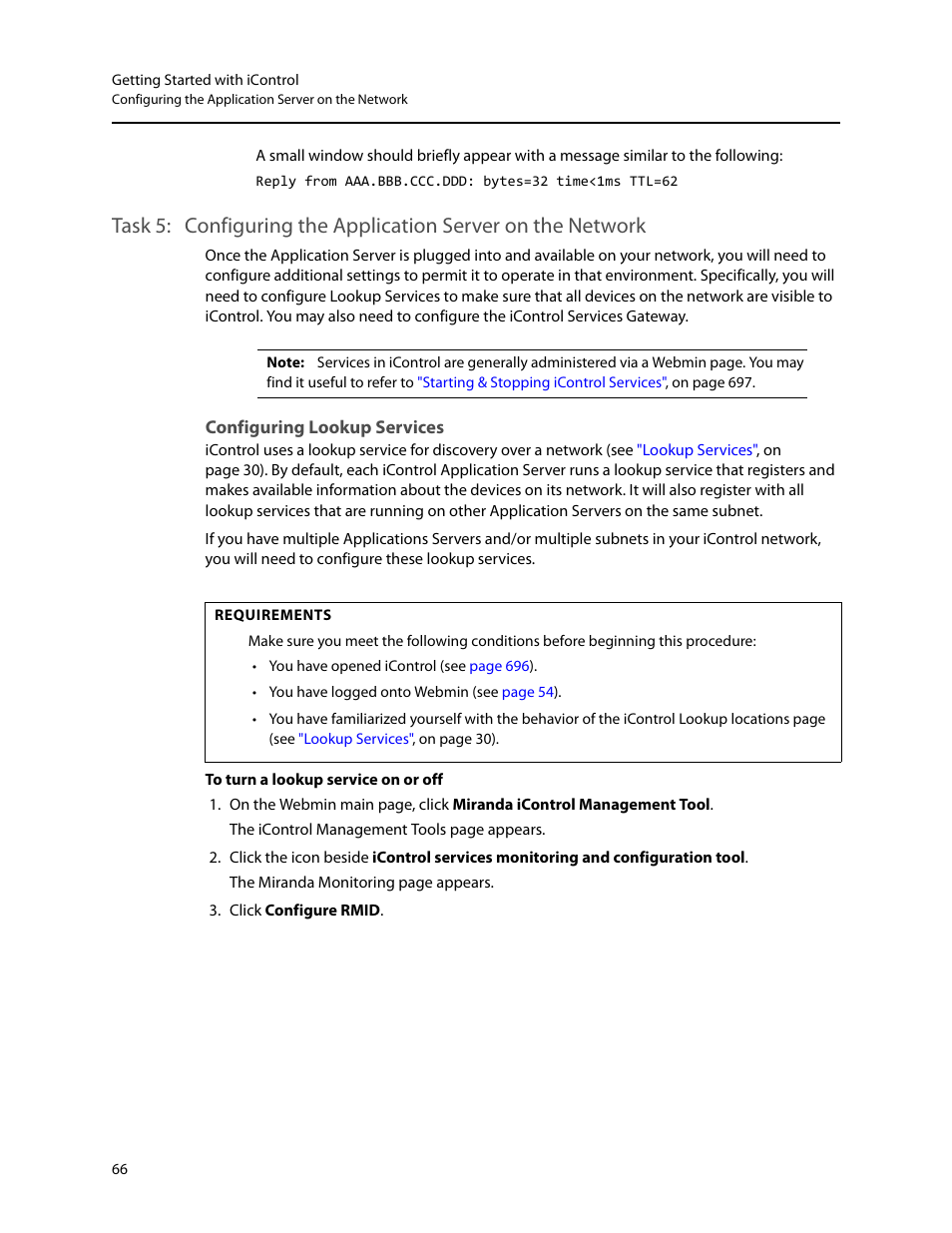 Configuring lookup services, Configuring the application server on the network | Grass Valley iControl V.4.43 User Manual | Page 76 / 772