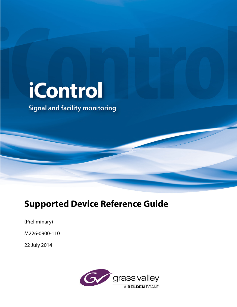 Grass Valley iControl Supported Devices V.2 User Manual | 86 pages