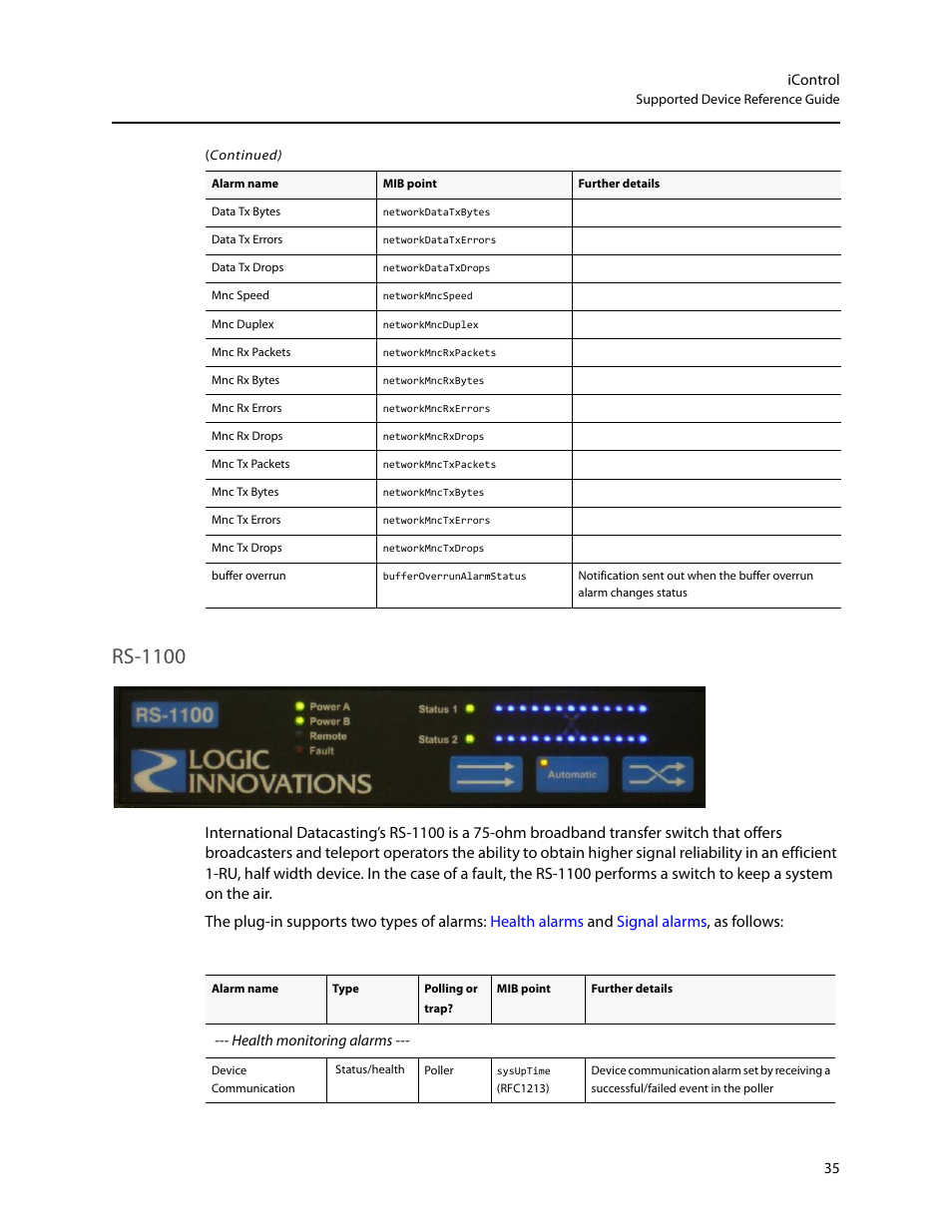 Rs-1100 | Grass Valley iControl Supported Devices V.2 User Manual | Page 43 / 86