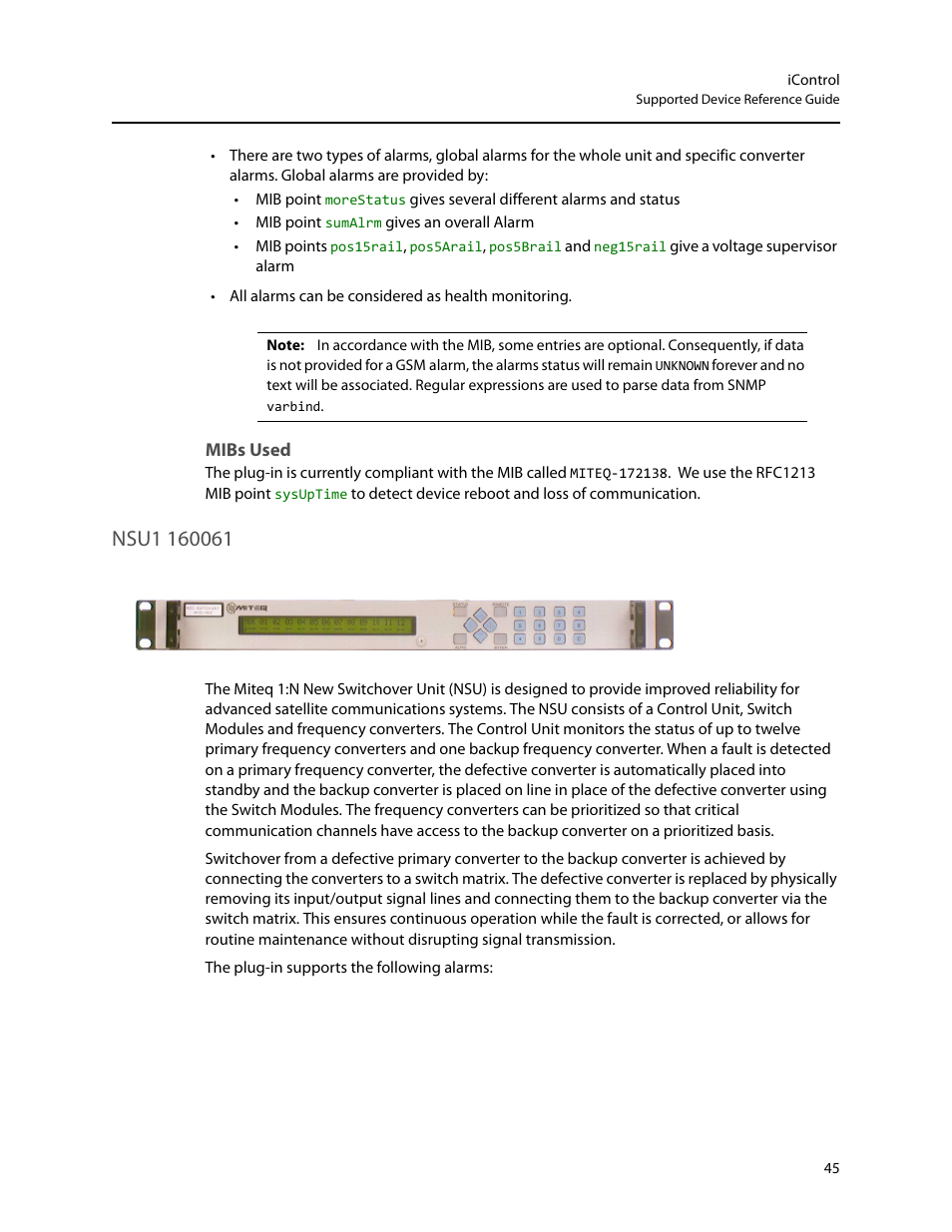Mibs used, Nsu1 160061 | Grass Valley iControl Supported Devices V.2 User Manual | Page 53 / 86
