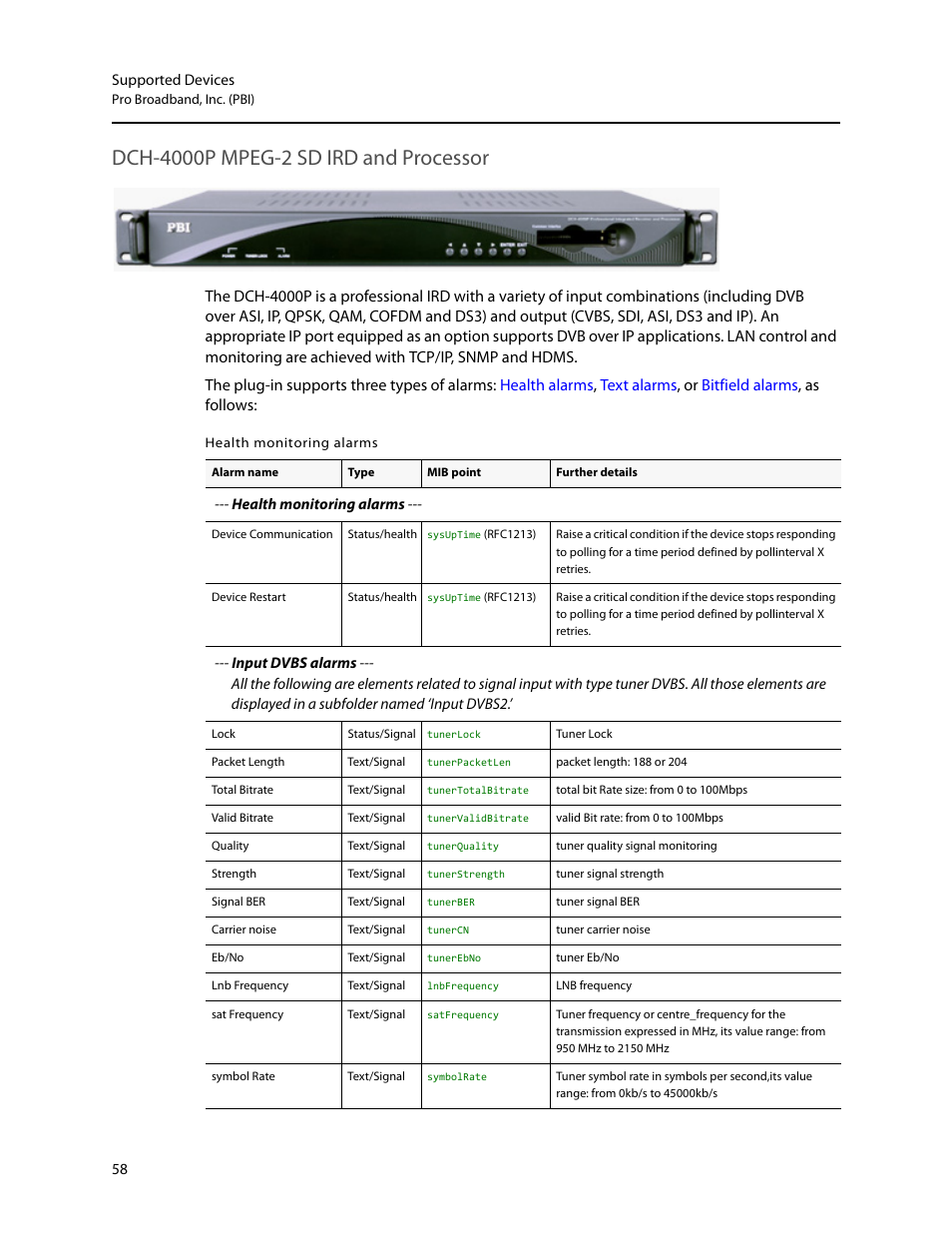 Dch-4000p mpeg-2 sd ird and processor | Grass Valley iControl Supported Devices V.2 User Manual | Page 66 / 86