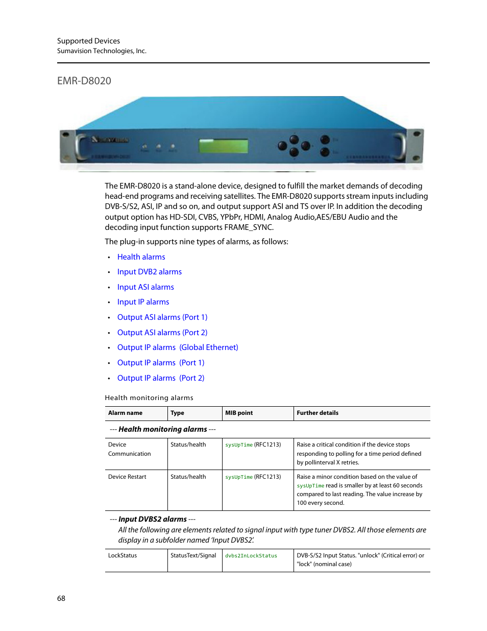 Emr-d8020 | Grass Valley iControl Supported Devices V.2 User Manual | Page 76 / 86