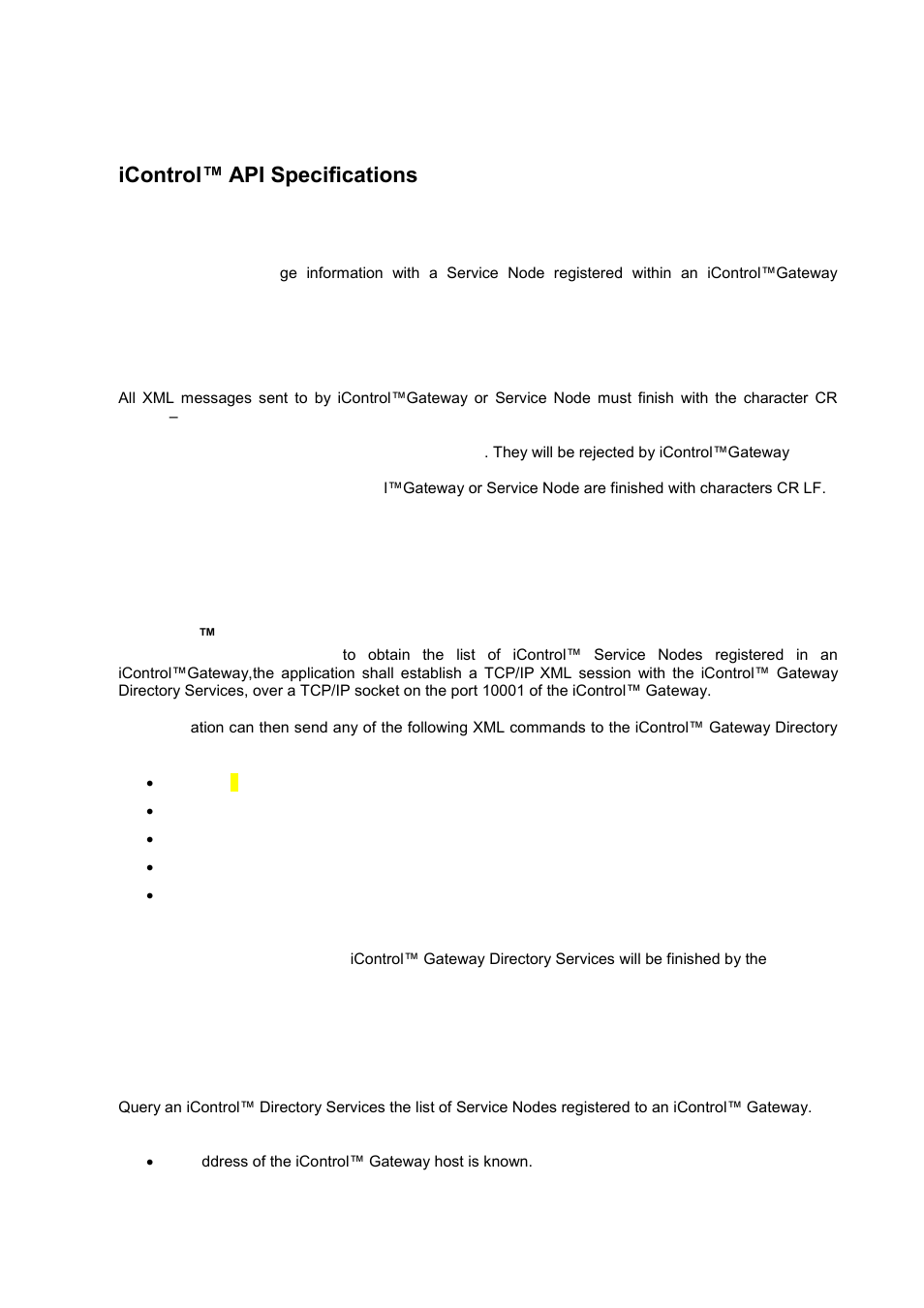 Icontrol™ api specifications | Grass Valley iControl Services Gateway User Manual | Page 10 / 26