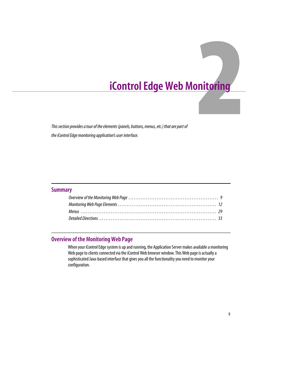 Icontrol edge web monitoring, 2 icontrol edge web monitoring | Grass Valley iControlEdge v.1.20 User Manual | Page 13 / 62