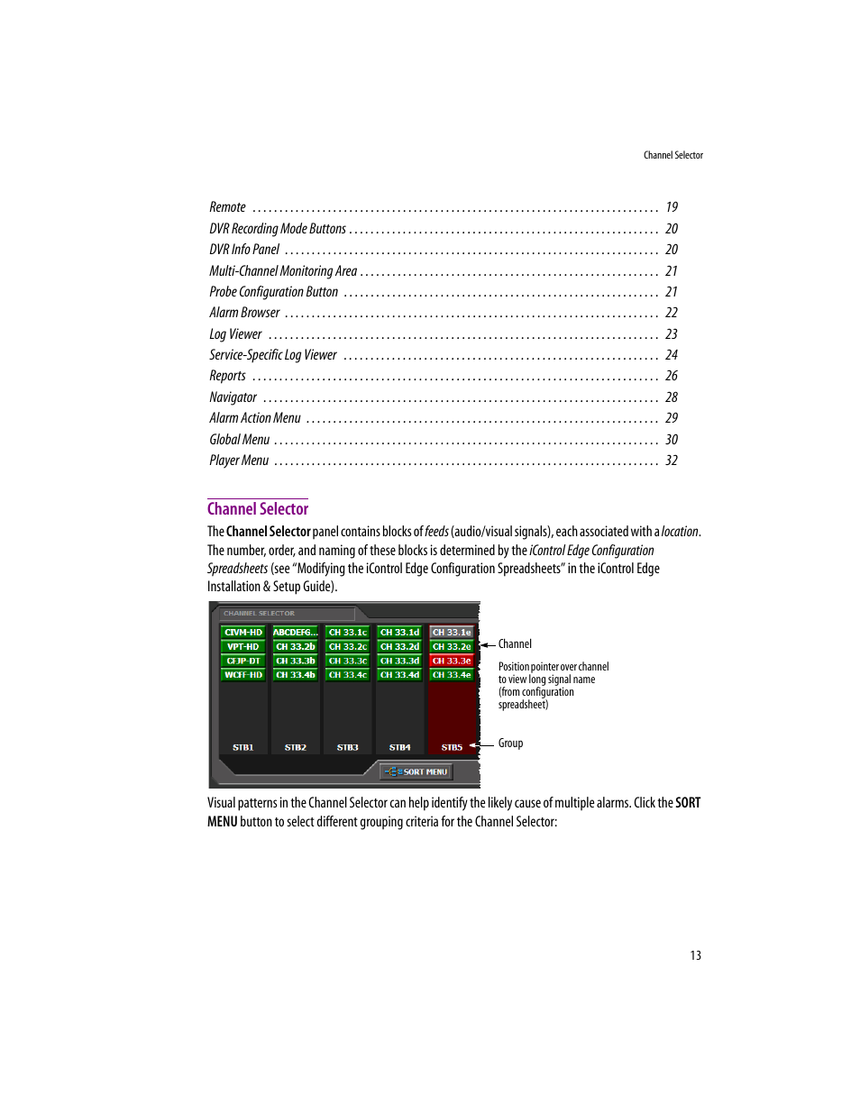 Channel selector | Grass Valley iControlEdge v.1.20 User Manual | Page 17 / 62