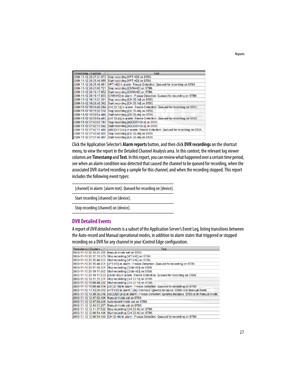 Dvr detailed events | Grass Valley iControlEdge v.1.20 User Manual | Page 31 / 62