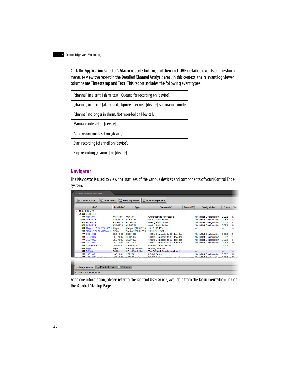 Navigator | Grass Valley iControlEdge v.1.20 User Manual | Page 32 / 62