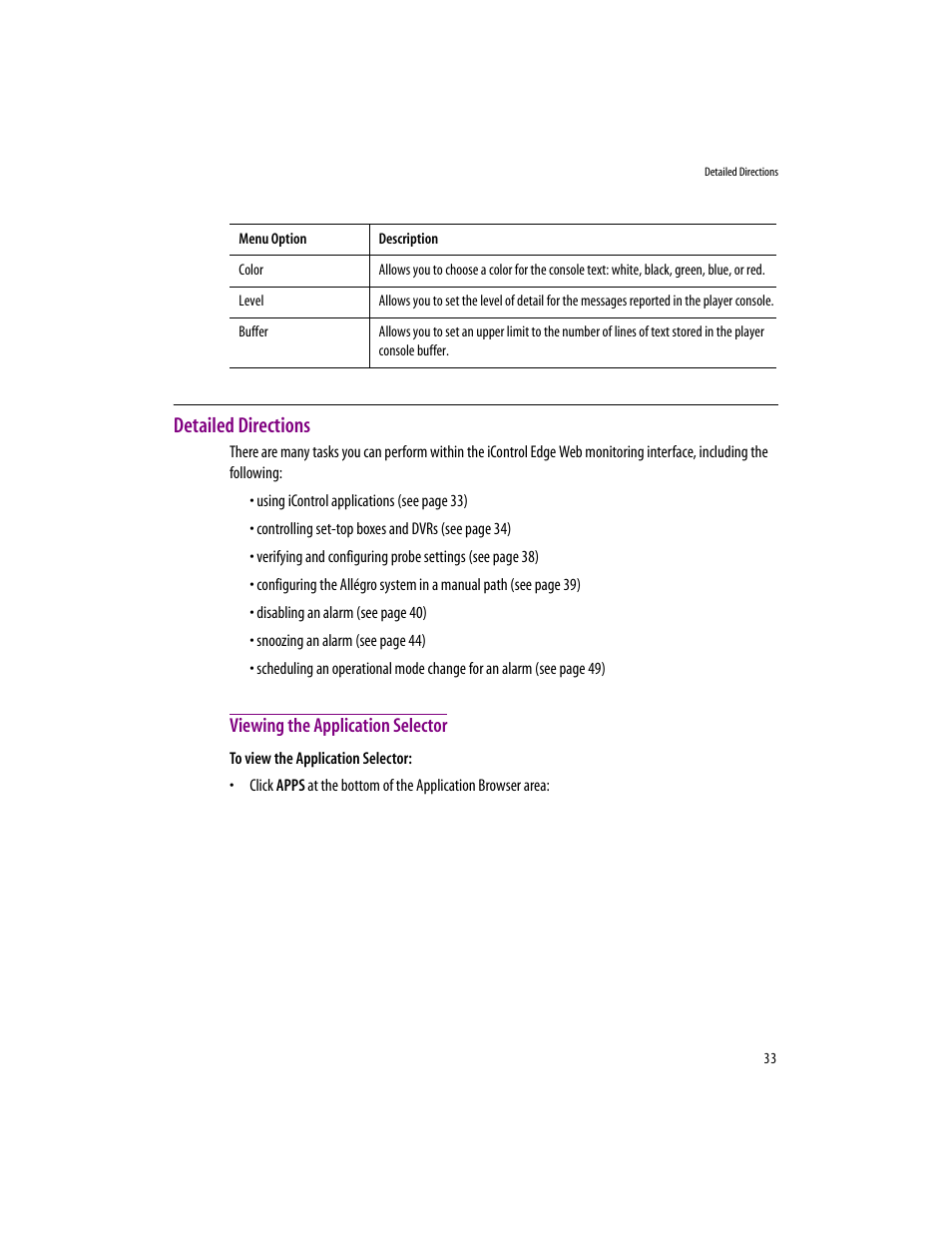 Detailed directions, Viewing the application selector | Grass Valley iControlEdge v.1.20 User Manual | Page 37 / 62