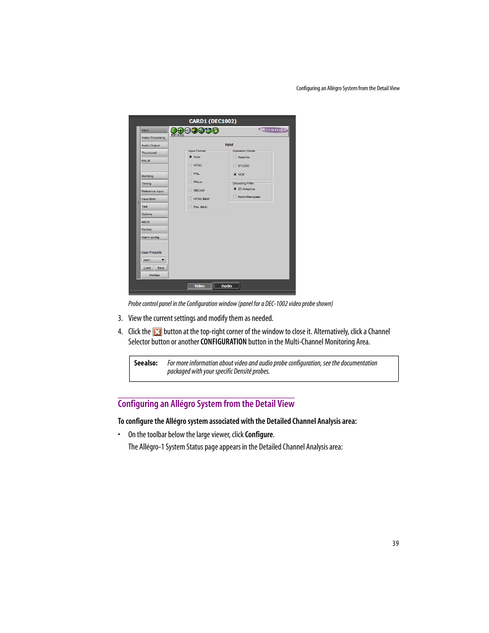 Configuring an allégro system from the detail view | Grass Valley iControlEdge v.1.20 User Manual | Page 43 / 62