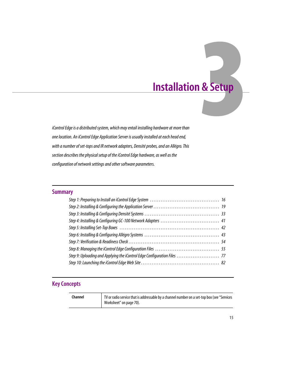 Installation & setup, Key concepts, 3 installation & setup | Grass Valley iControlEdge v.1.20 Installation User Manual | Page 19 / 110