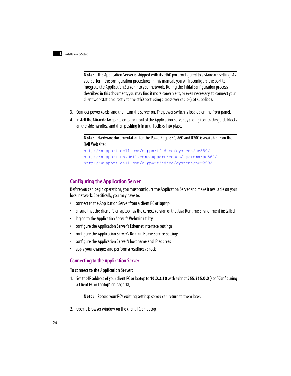 Configuring the application server, Connecting to the application server | Grass Valley iControlEdge v.1.20 Installation User Manual | Page 24 / 110
