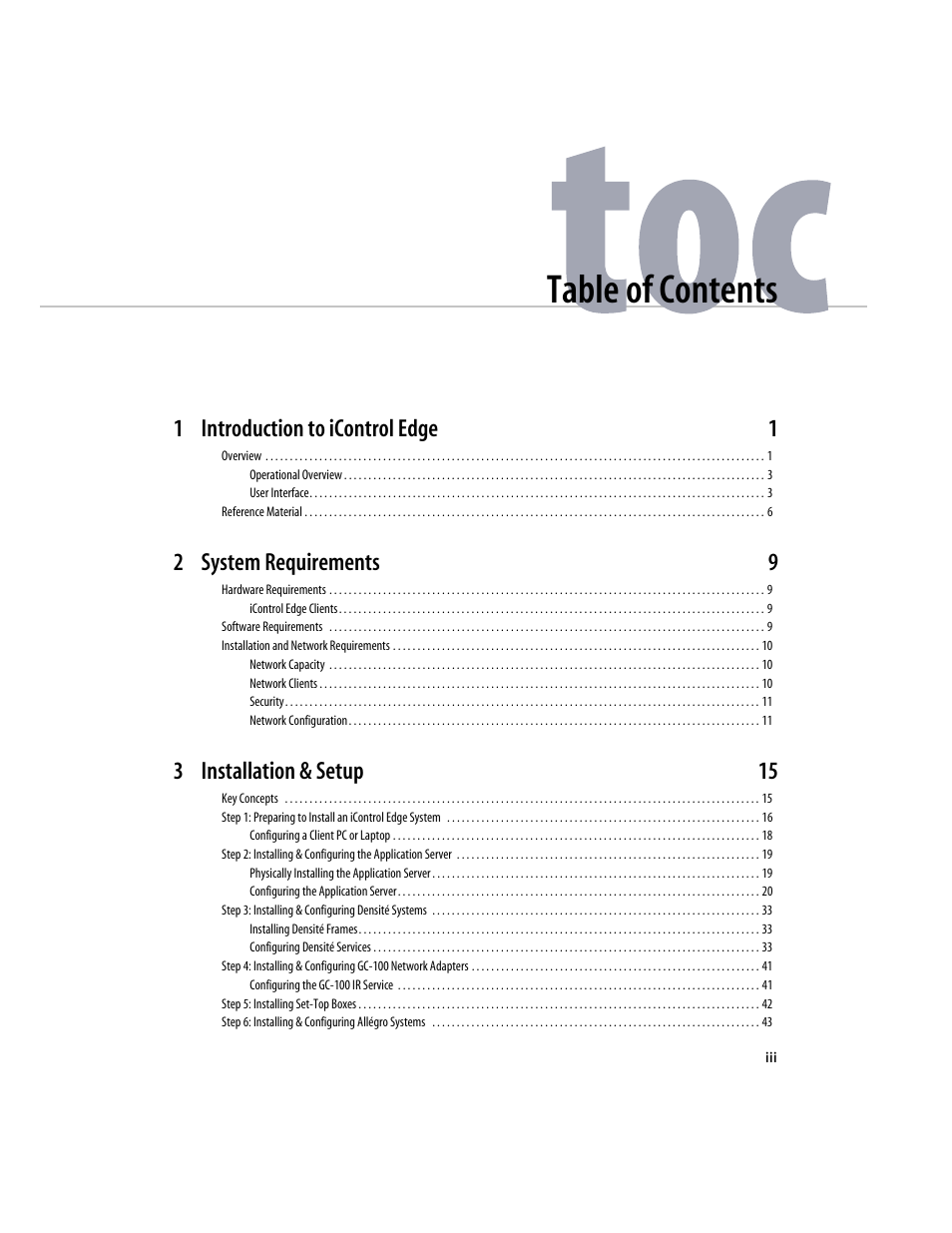Grass Valley iControlEdge v.1.20 Installation User Manual | Page 3 / 110