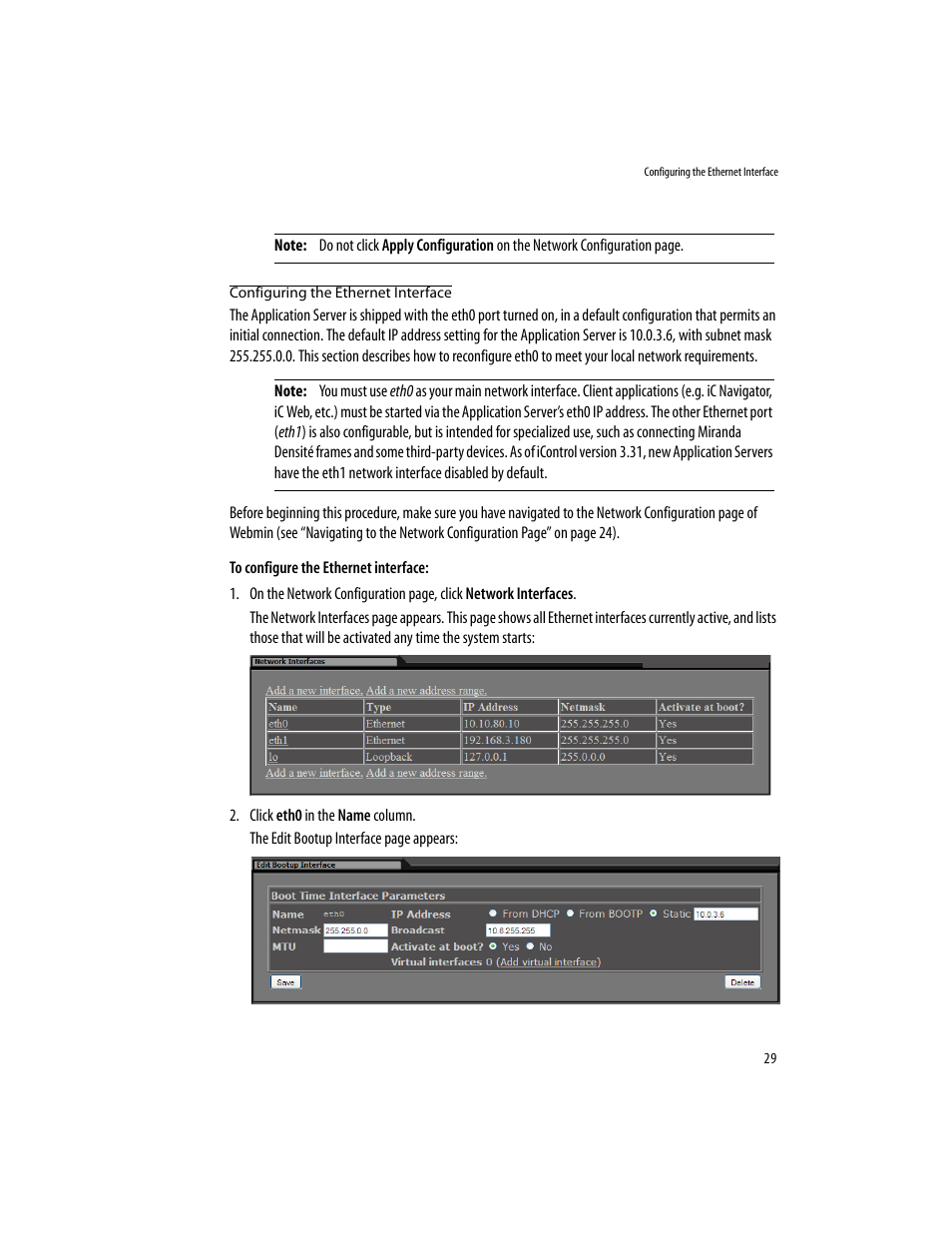 Configuring the ethernet interface | Grass Valley iControlEdge v.1.20 Installation User Manual | Page 33 / 110